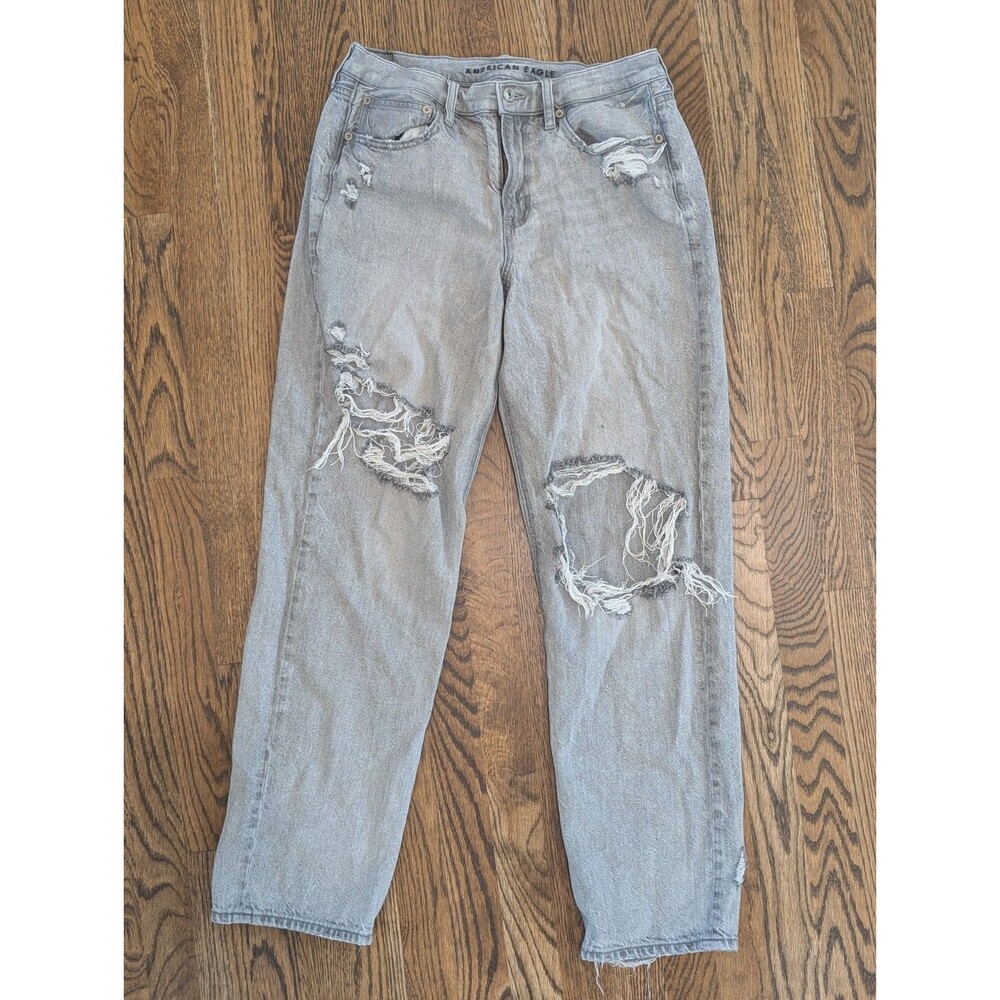 Y2K Thrashed Women's Jeans Size 8 American Eagle Light Wash Holes Grunge